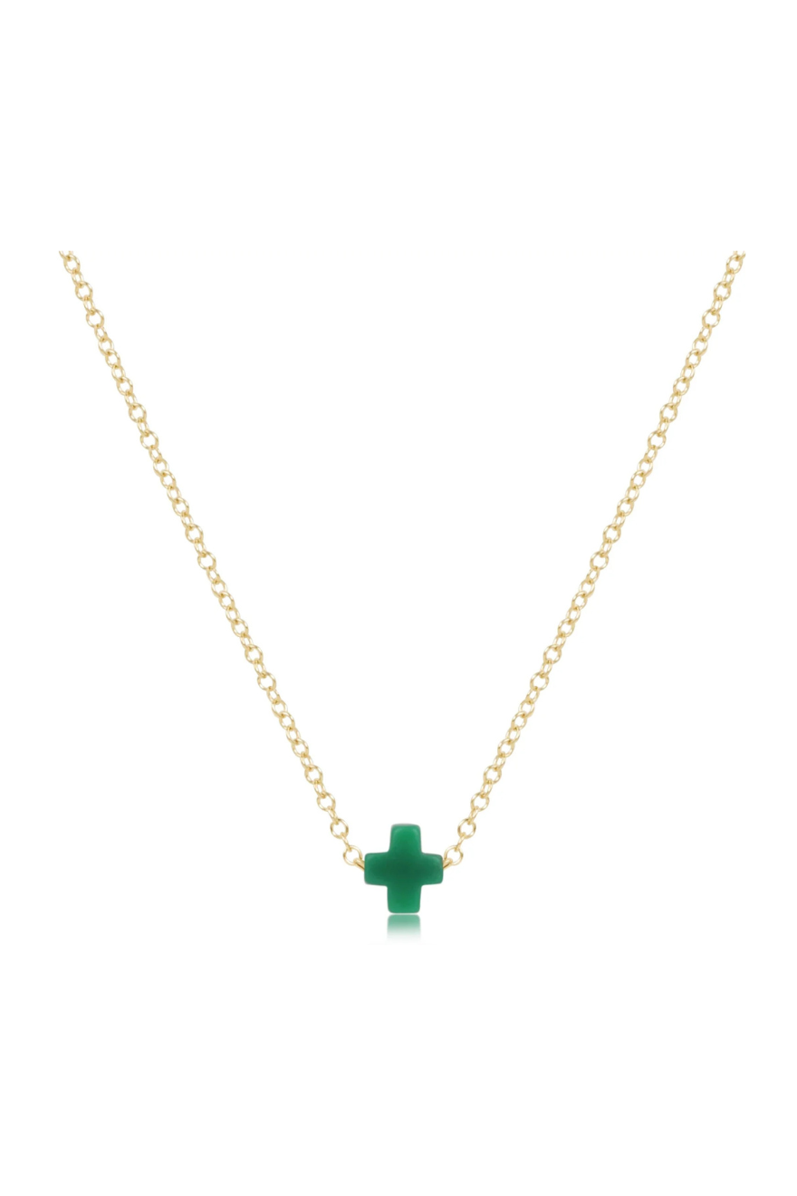 Enewton 16" Necklace Gold - Signature Cross Small - Emerald