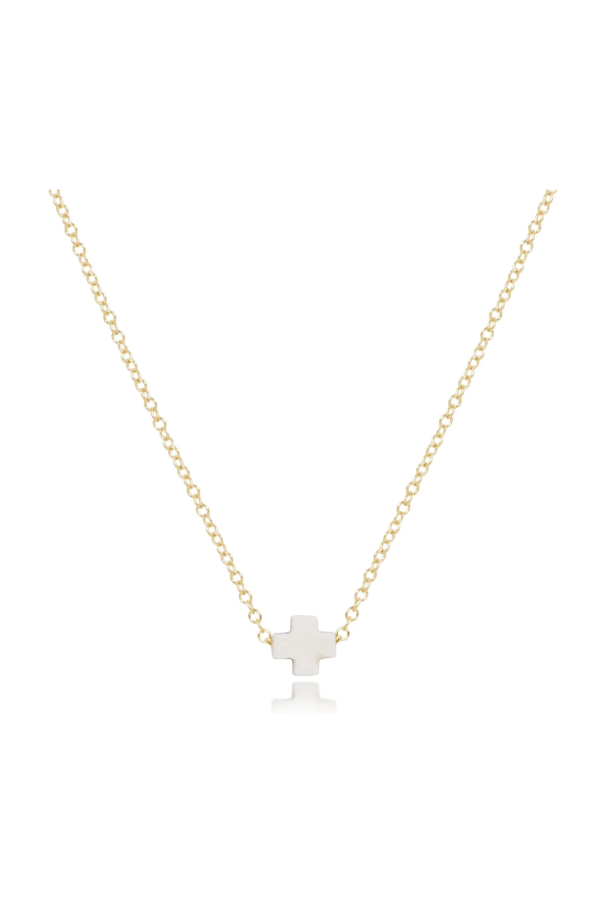 Enewton 16" Necklace Gold - Signature Cross Small - Off White