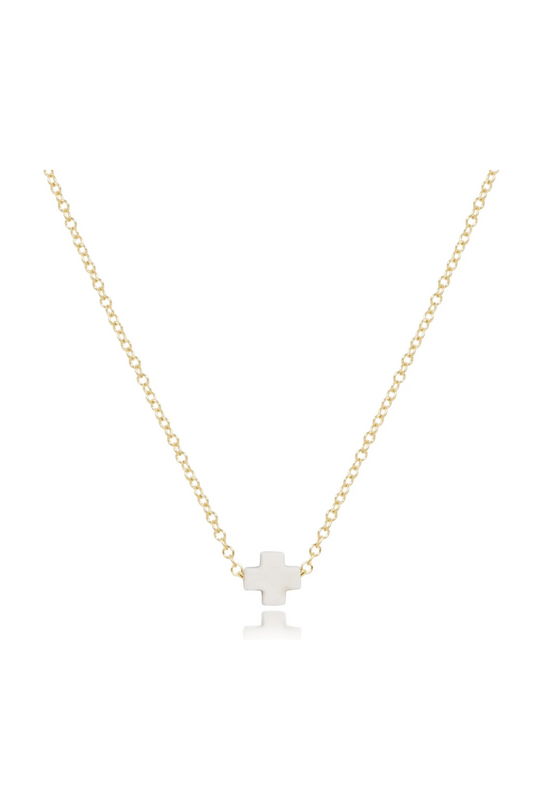 Enewton 16" Necklace Gold - Signature Cross Small - Off White