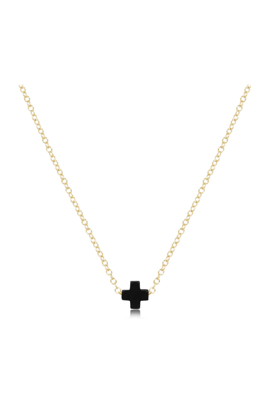 Enewton 16" Necklace Gold - Signature Cross Small - Onyx