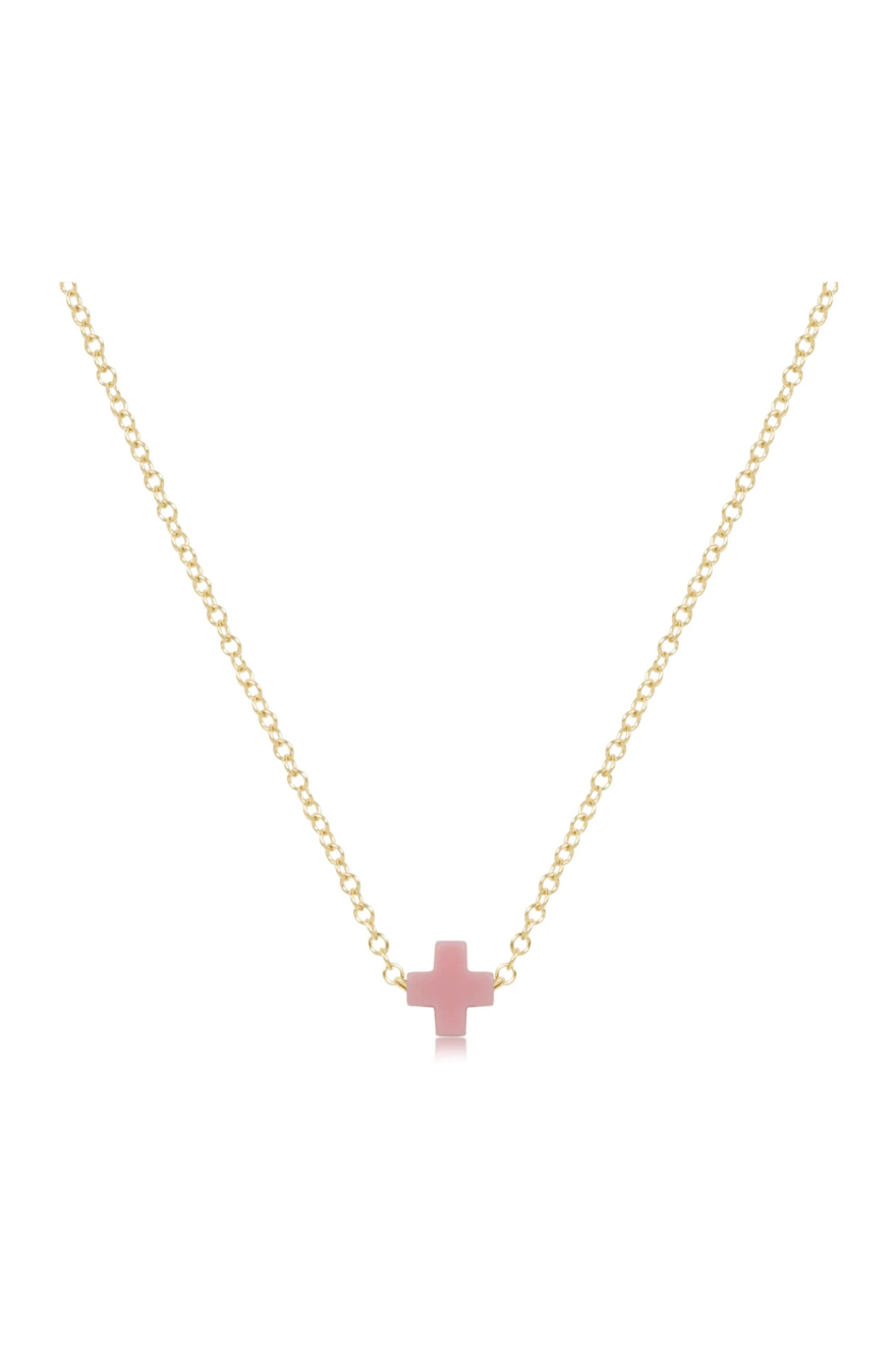 Enewton 16" Necklace Gold - Signature Cross Small - Pink
