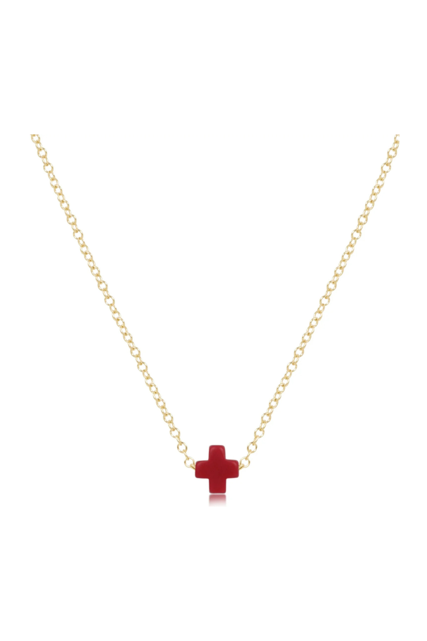 Enewton 16" Necklace Gold - Signature Cross Small - Red