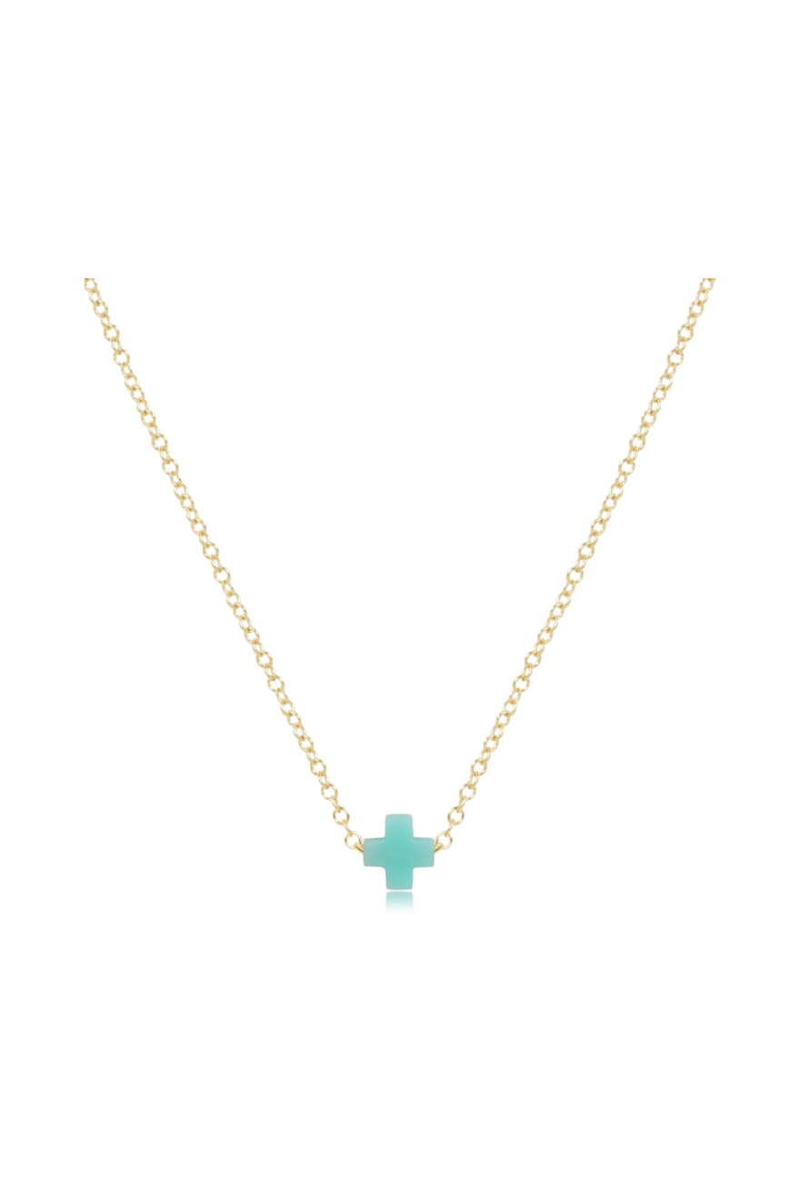 Enewton 16" Necklace Gold - Signature Cross Small - Turquoise Cabana Seaside Florida