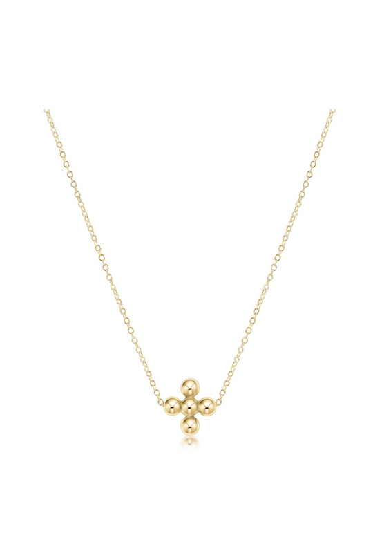 Enewton 16" Necklace Gold - Classic Beaded Signature Cross Gold - 4mm Bead Gold