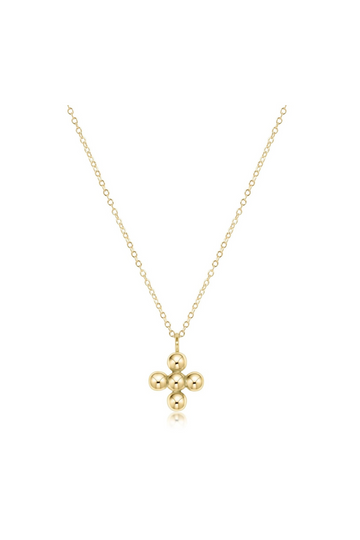 Enewton 16" Necklace Gold - Classic Beaded Signature Cross Gold Charm - 4mm Bead