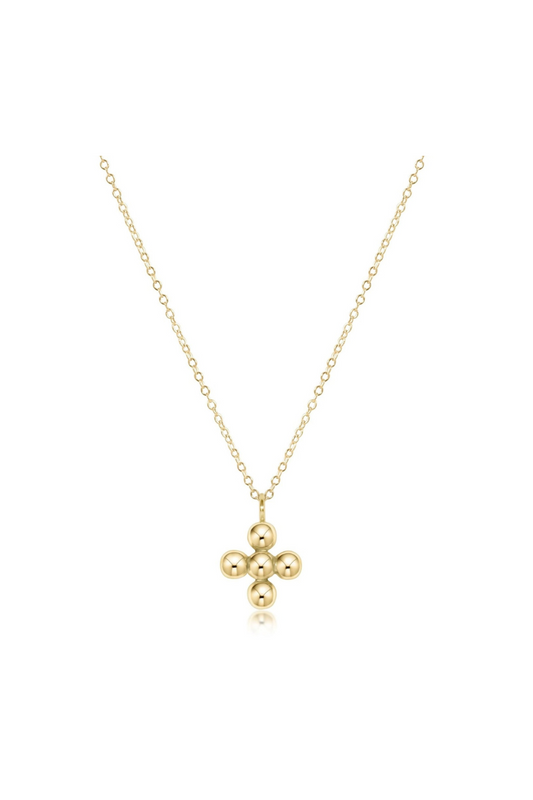 Enewton 16" Necklace Gold - Classic Beaded Signature Cross Gold Charm - 4mm Bead