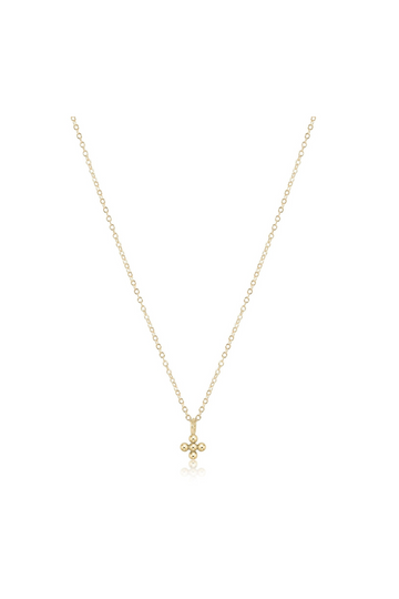 Enewton 16" Necklace Gold - Classic Beaded Signature Cross Small Gold Charm