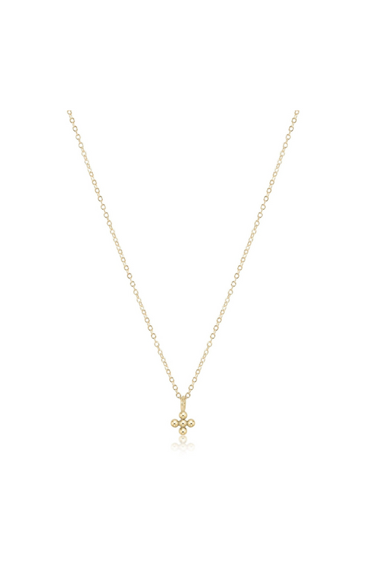 Enewton 16" Necklace Gold - Classic Beaded Signature Cross Small Gold Charm