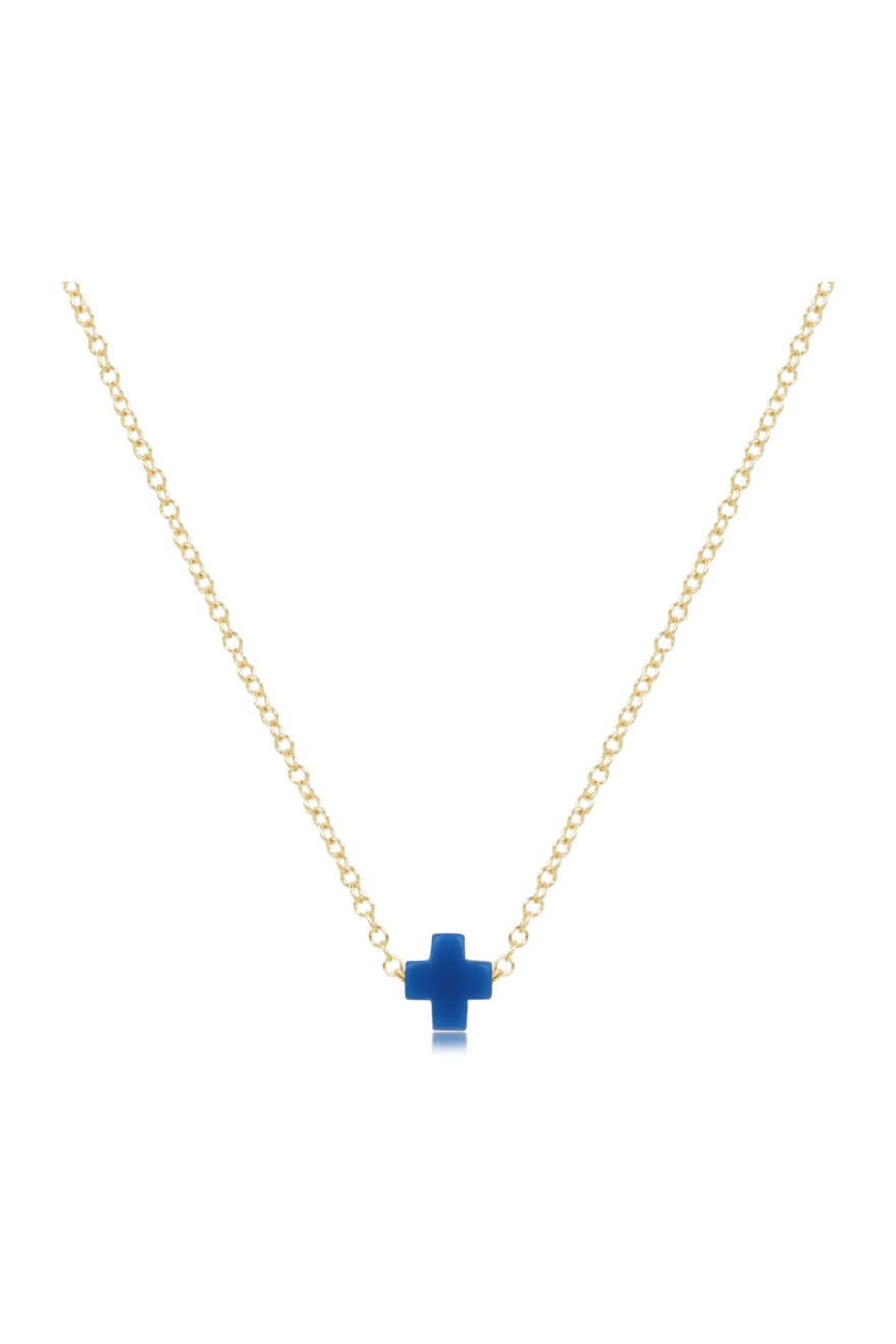 Enewton 16" Necklace Gold - Signature Cross Small - Cobalt