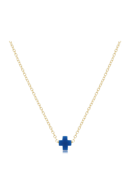 Enewton 16" Necklace Gold - Signature Cross Small - Cobalt