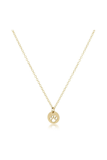 16" Necklace Gold - Paw Print Small Gold Disc
