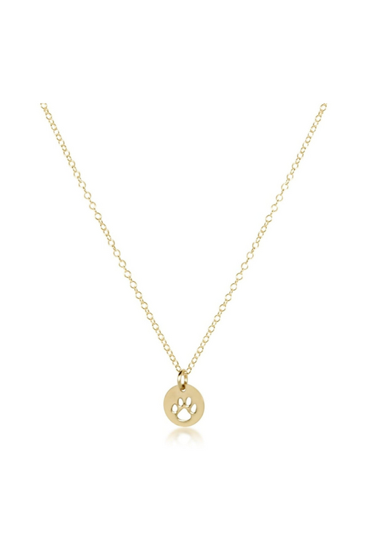16" Necklace Gold - Paw Print Small Gold Disc