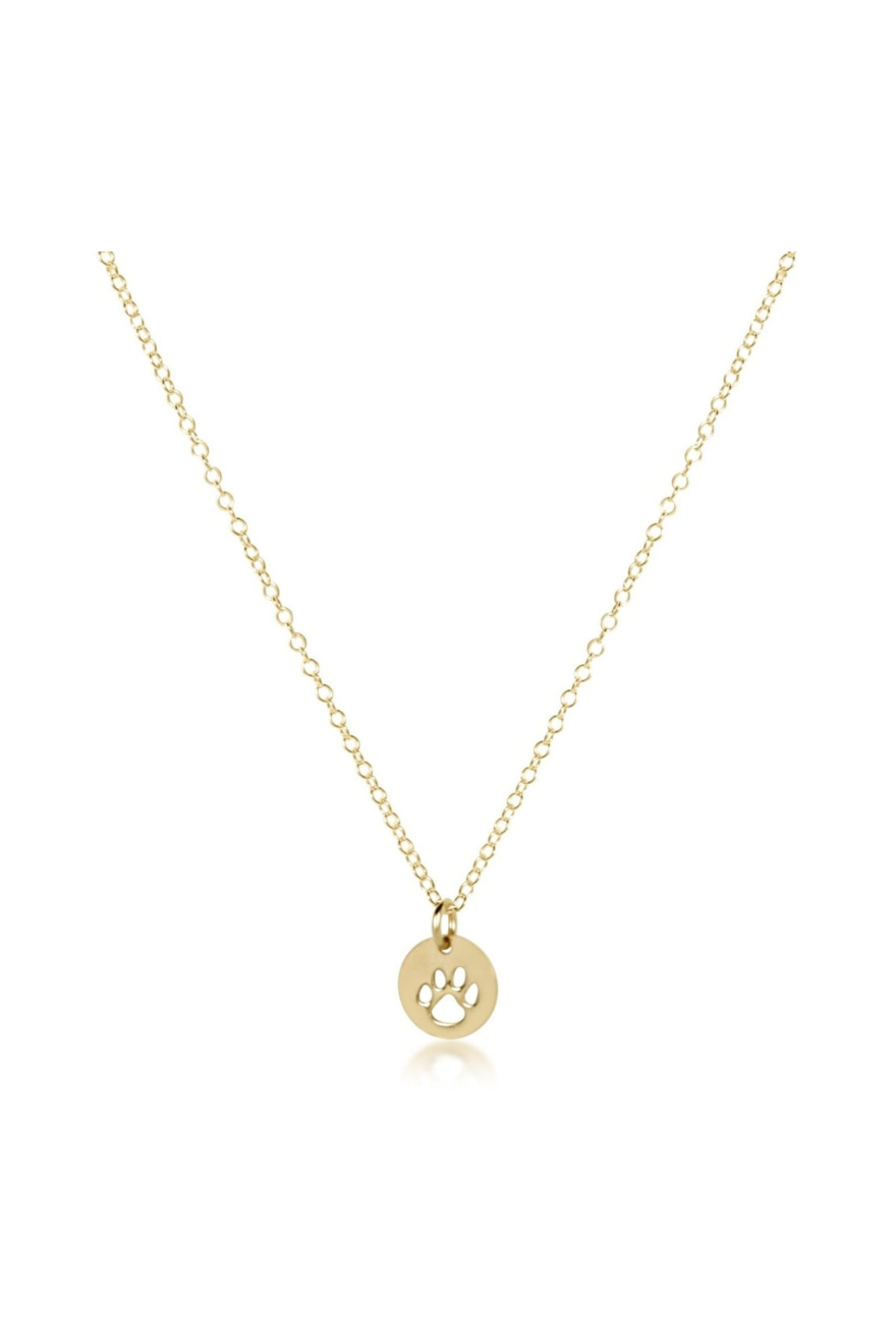 16" Necklace Gold - Paw Print Small Gold Disc