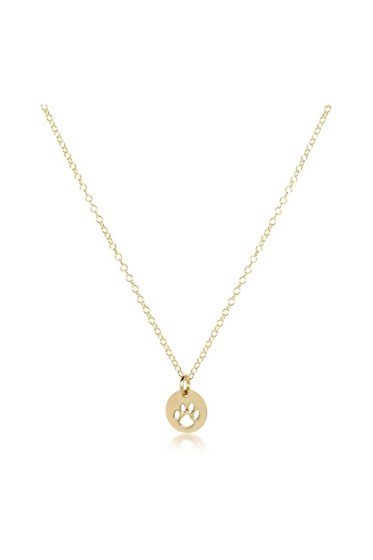 16" Necklace Gold - Paw Print Small Gold Disc