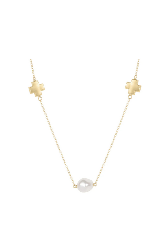 Enewton 17" Choker Signature Cross Admire Simplicity Chain Gold - Pearl