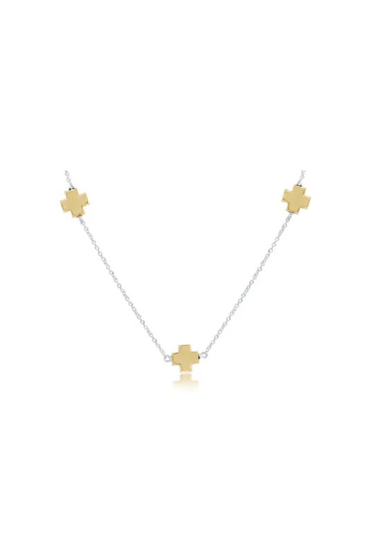 Enewton 17" Choker Simplicity Chain Sterling Mixed Metal - Signature Cross Gold