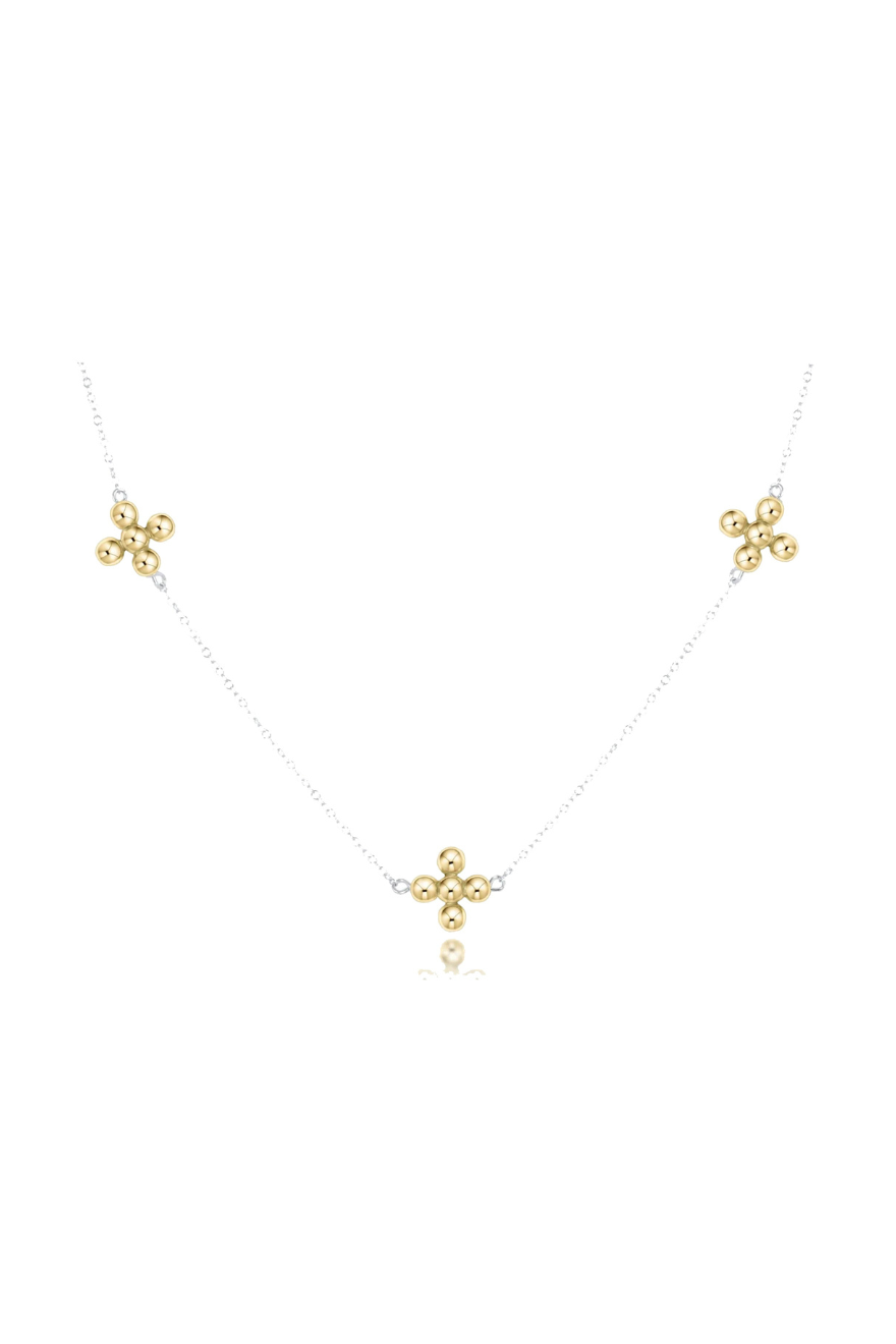 Enewton 17" Choker Simplicity Chain Mixed Metal - Classic Beaded Signature Cross