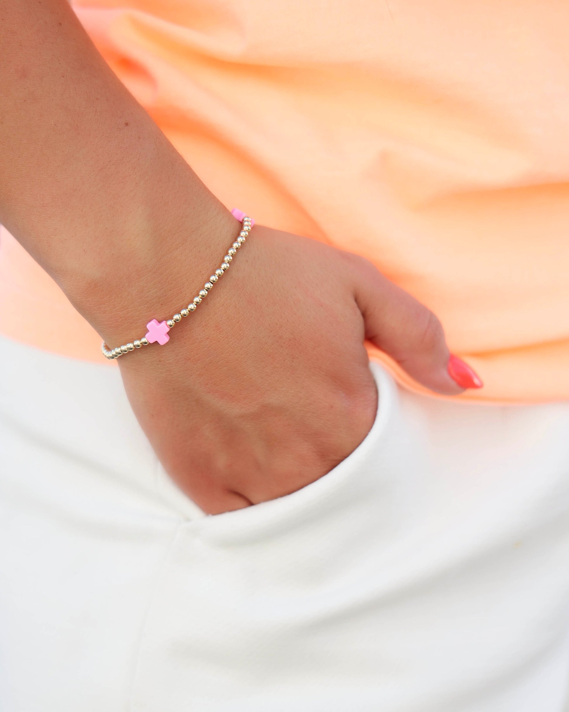Enewton Bright Pink Signature Cross 2mm Bracelet 30A Seaside Florida Cabana