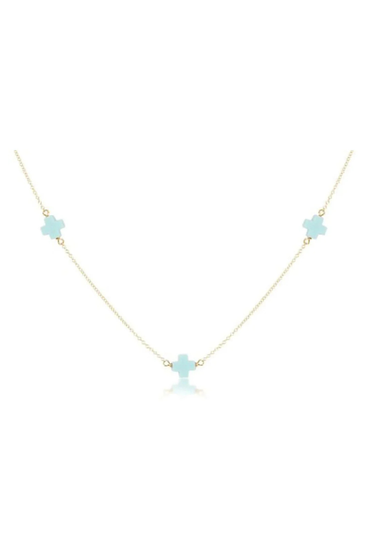 Enewton 17" Choker Simplicity Chain Gold - Signature Cross - Turquoise
