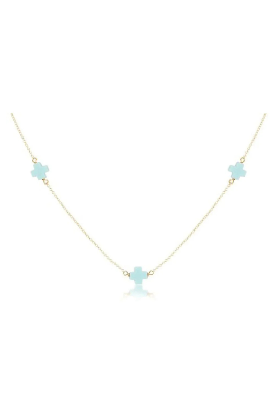 Enewton 17" Choker Simplicity Chain Gold - Signature Cross - Turquoise