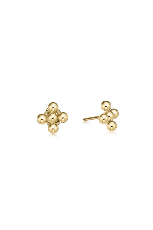 Enewton Classic Beaded Signature Cross Stud - 3mm Bead Gold