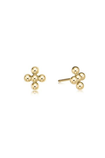 Enewton Classic Beaded Signature Cross Stud - 4mm Bead Gold