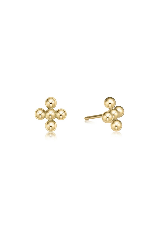 Enewton Classic Beaded Signature Cross Stud - 4mm Bead Gold