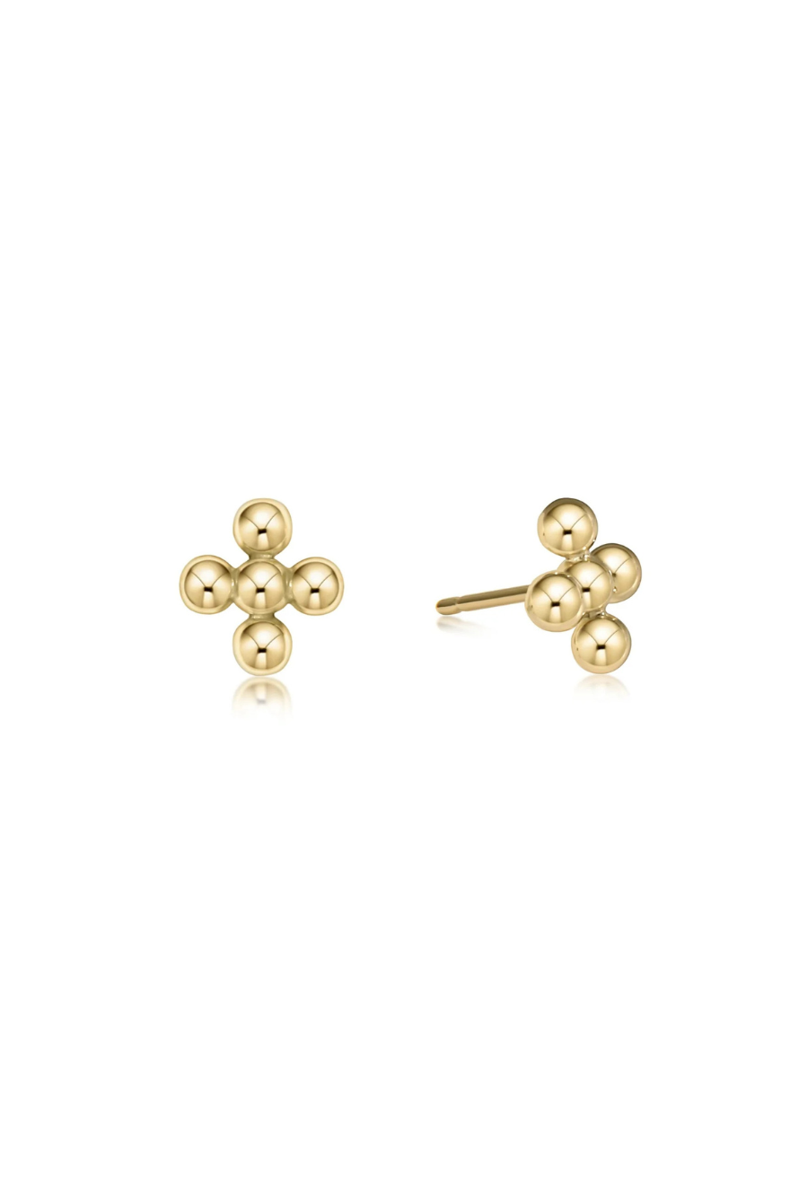 Enewton Classic Beaded Signature Cross Stud - 4mm Bead Gold