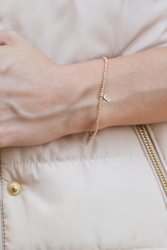 Enewton Classic Gold 2mm Bead Bracelet - Respect Gold Initial Charm