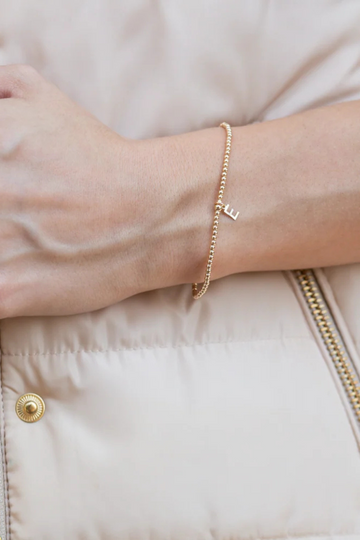 Enewton Classic Gold 2mm Bead Bracelet - Respect Gold Initial Charm