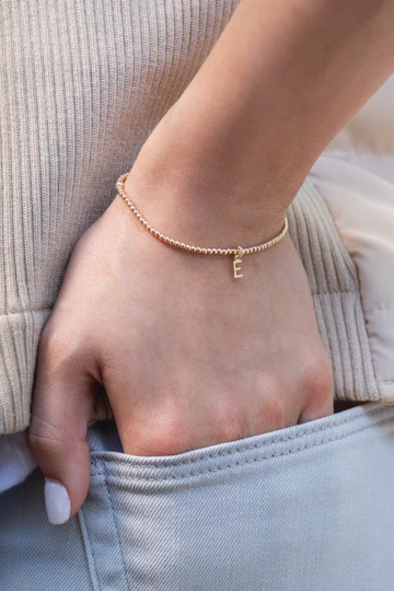 Enewton Classic Gold 2mm Bead Bracelet - Respect Gold Initial Charm