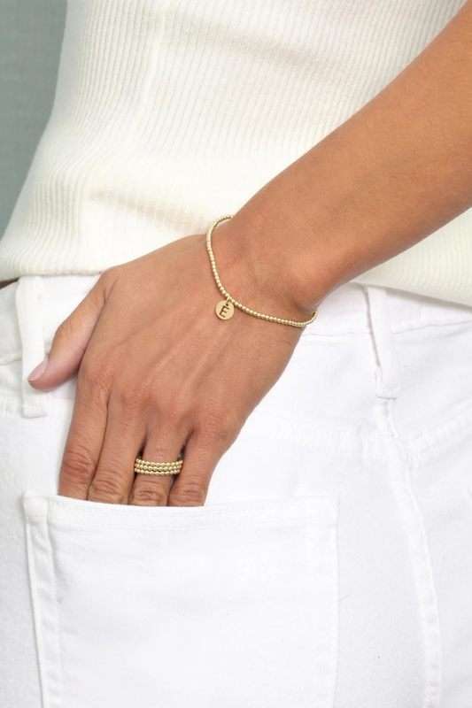 Enewton Classic Gold 2mm Bead Bracelet - Respect Initial Small Gold Disc