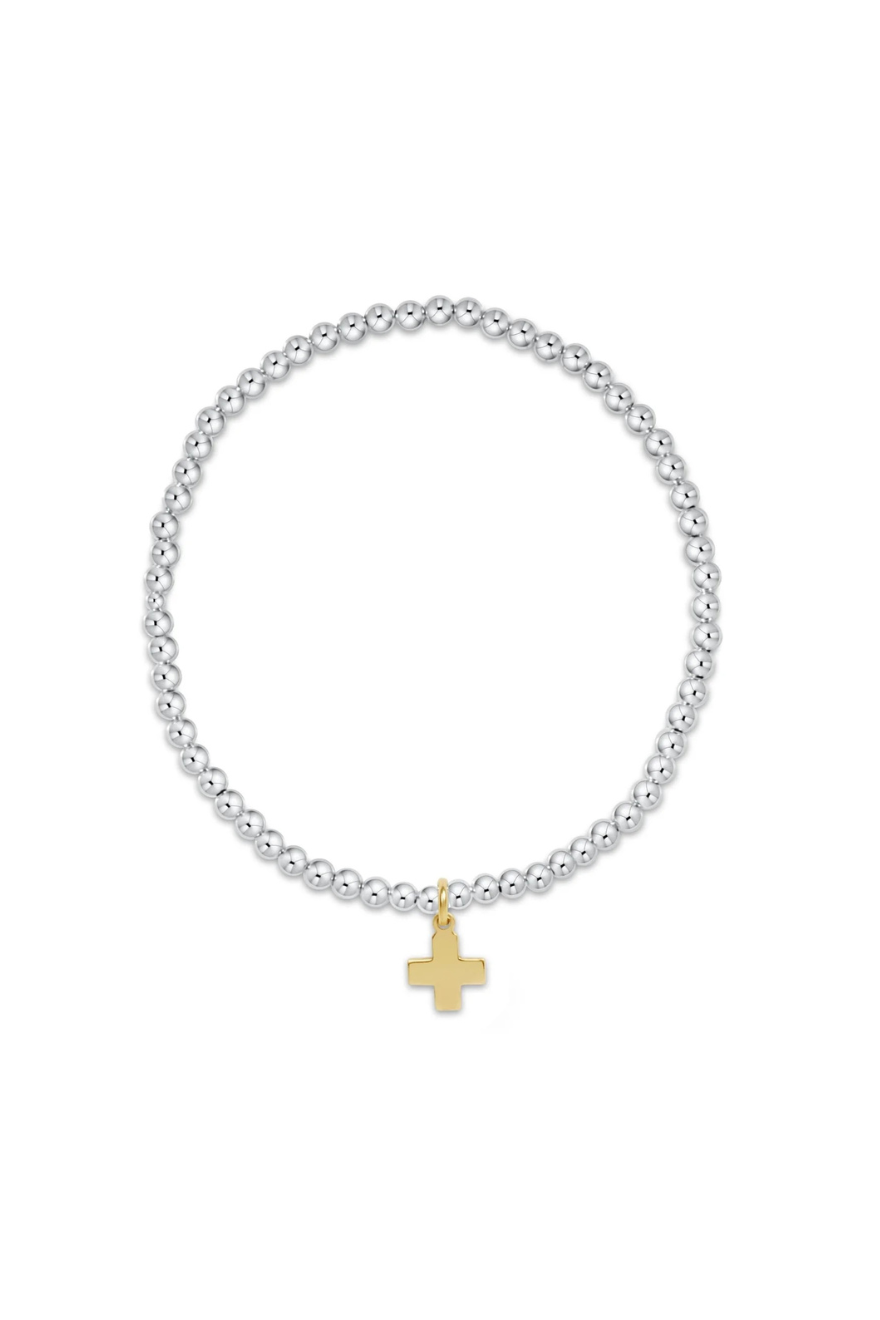 Enewton Classic Mixed Metal 3mm Bead Bracelet - Signature Cross Gold Charm