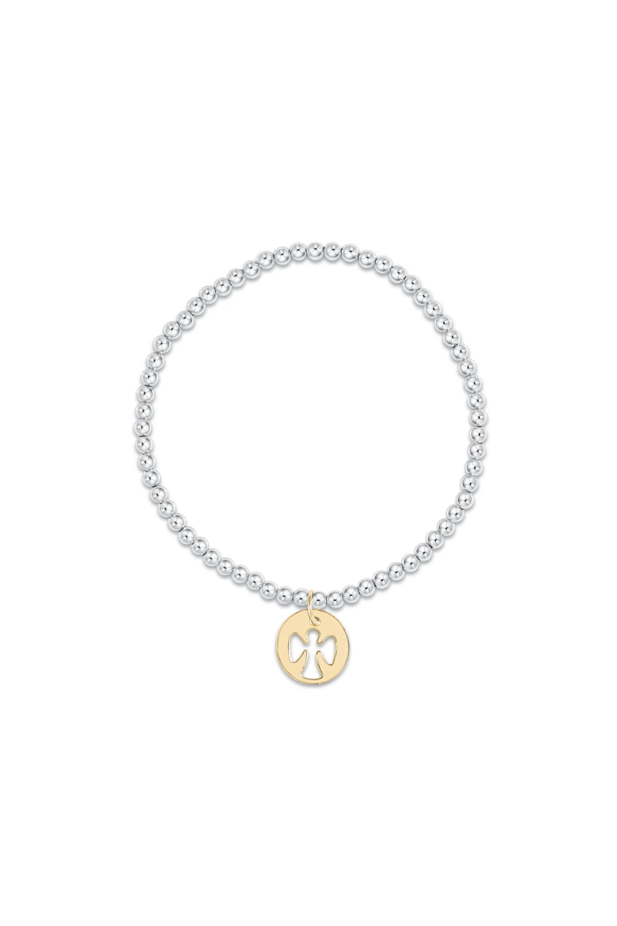 Enewton Classic Mixed Metal 3mm Bead Bracelet - Guardian Angel Gold Disc
