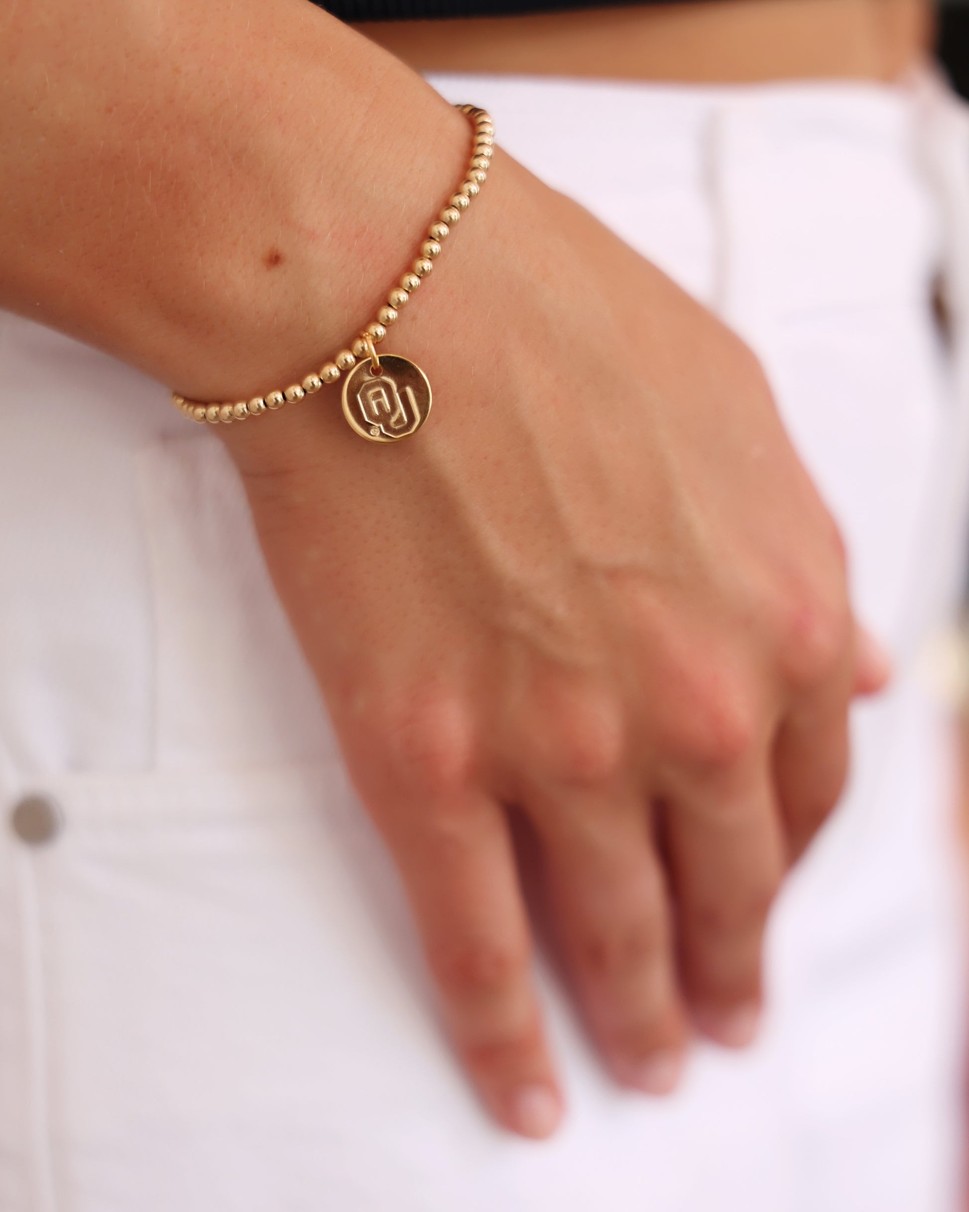 Enewton Collegiate Classic Gold 3mm Bracelet University of Oklahoma Disc Seaside Florida 30A The Seaside Style