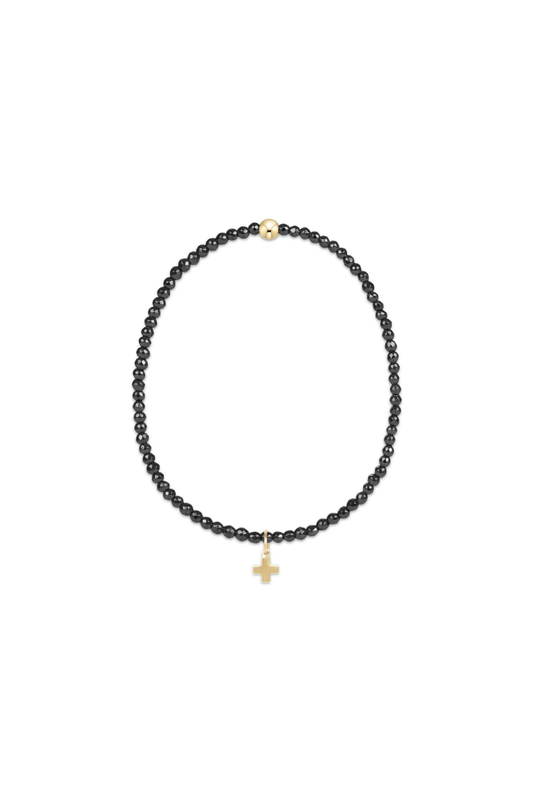 Enewton Faceted Hematite 2mm Bead Bracelet - Signature Cross Gold Charm