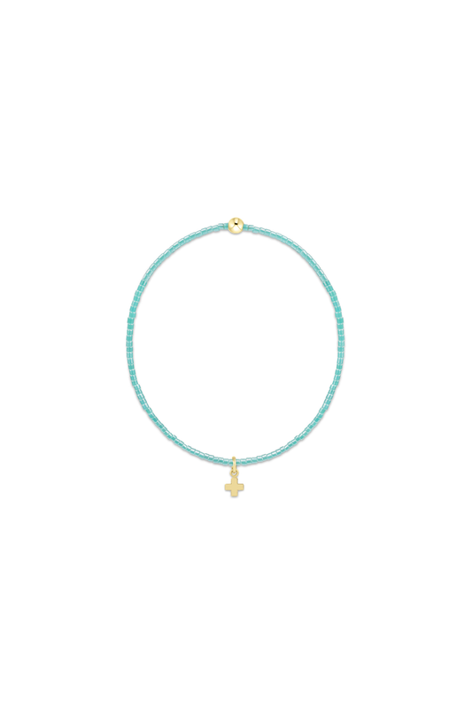 Enewton Hope Classic Signature Cross Small Gold Charm Bracelet - Sea Glass
