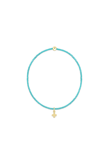 Enewton Hope Classic Signature Cross Small Gold Charm Bracelet - Turquoise
