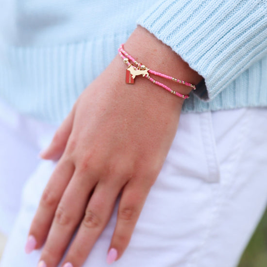 Enewton Hope Unwritten Bud Charm Seaside Tag Bracelet - Bright Pink