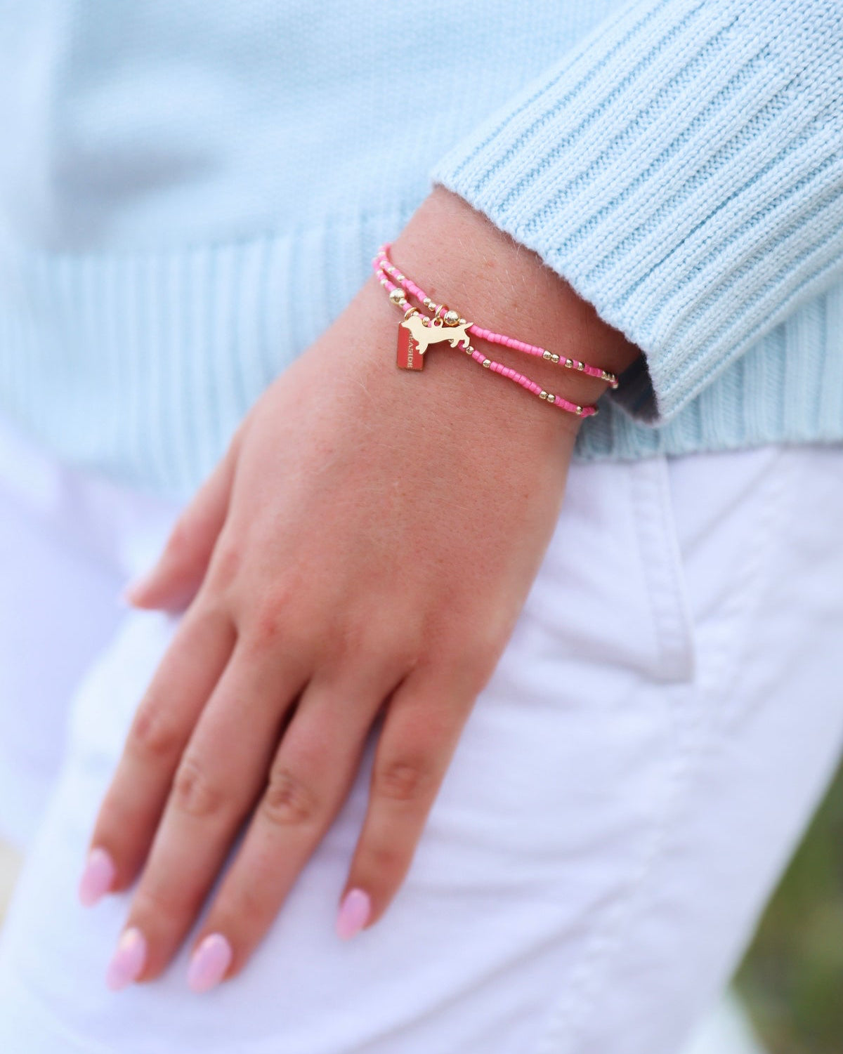 Enewton Hope Unwritten Bud Charm Seaside Tag Bracelet - Bright Pink