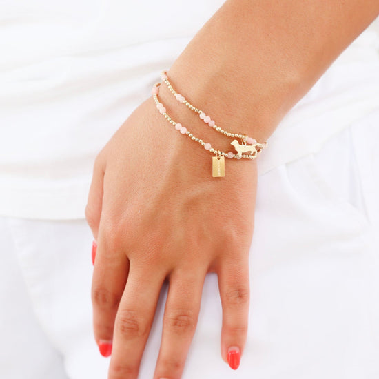 Enewton Hope Unwritten Gemstone Bud Charm and seaside tag Bracelet - Pink Opal