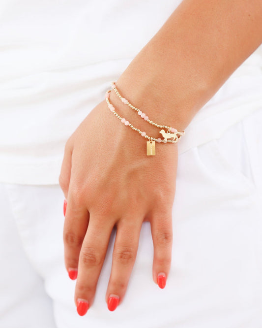 Enewton Hope Unwritten Gemstone Bud Charm and seaside tag Bracelet - Pink Opal