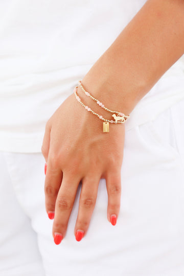 Enewton Hope Unwritten Gemstone Bud Charm and seaside tag Bracelet - Pink Opal