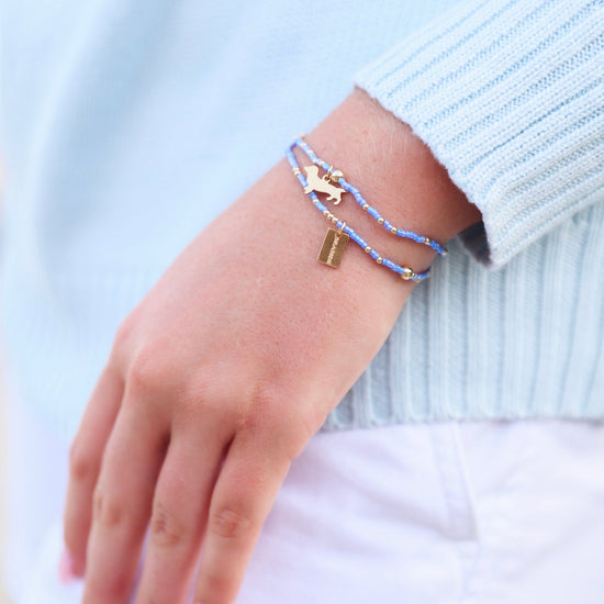 Enewton Hope Unwritten Seaside Tag Bud Charm Bracelet - Bright Blue Stack