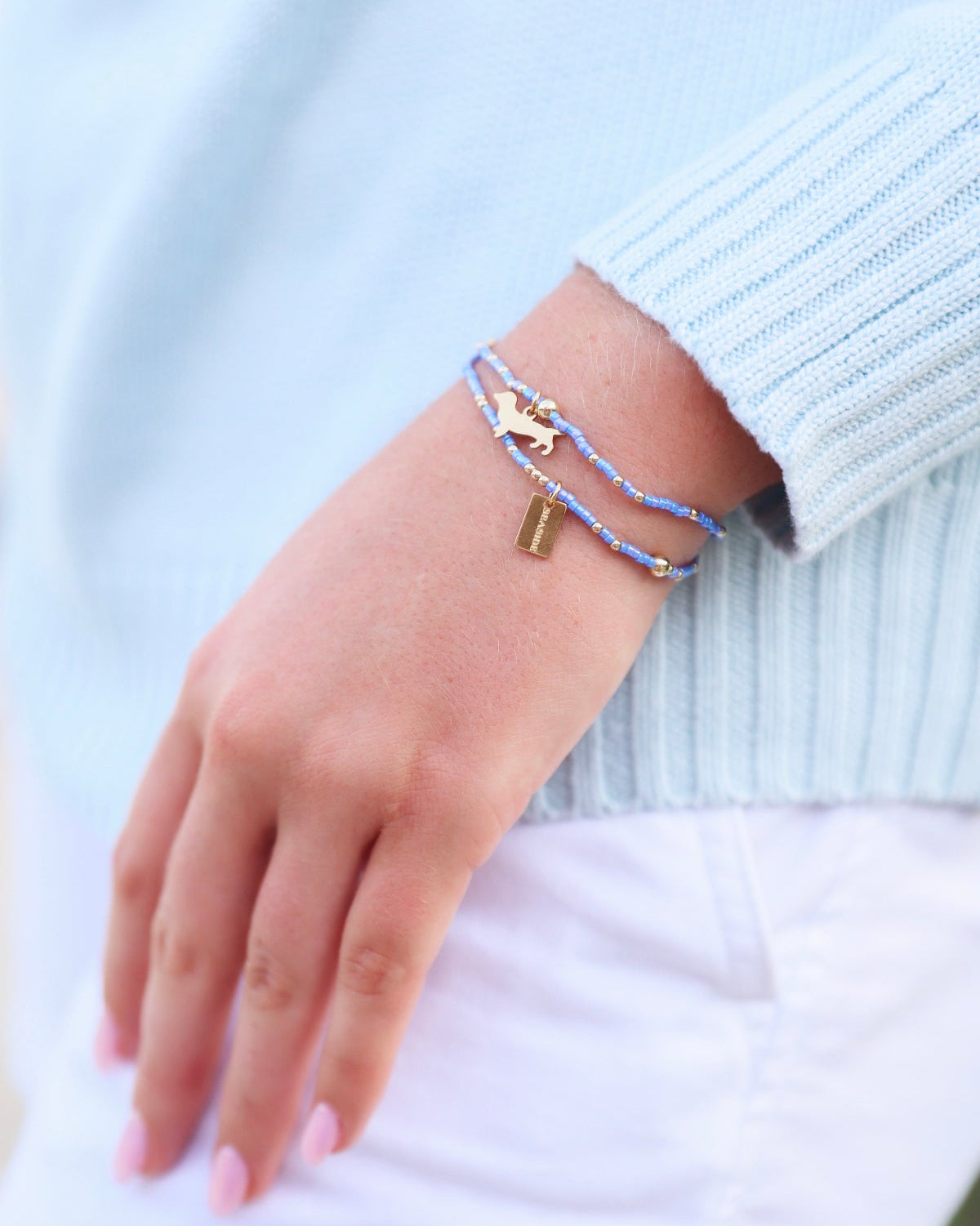 Enewton Hope Unwritten Seaside Tag Bud Charm Bracelet - Bright Blue Stack