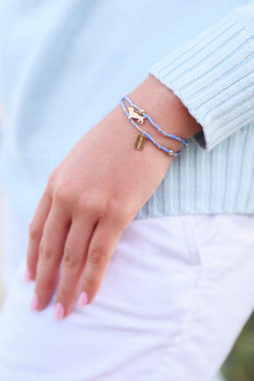 Enewton Hope Unwritten Seaside Tag Bud Charm Bracelet - Bright Blue Stack