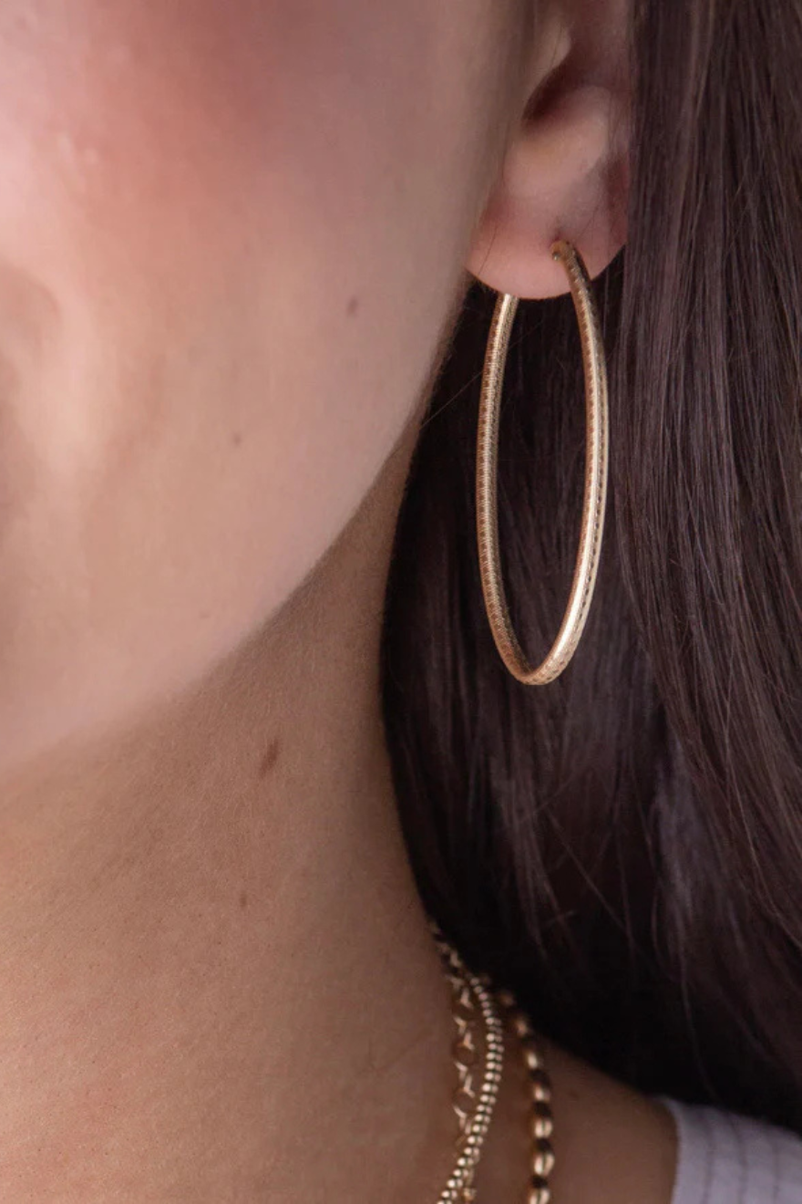 Enewton Oval Gold 2" Hoop - Textured