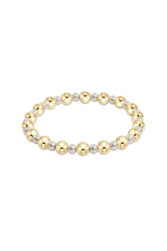 Enewton Pearl Grateful Pattern 4mm Bead Bracelet - 6mm Gold