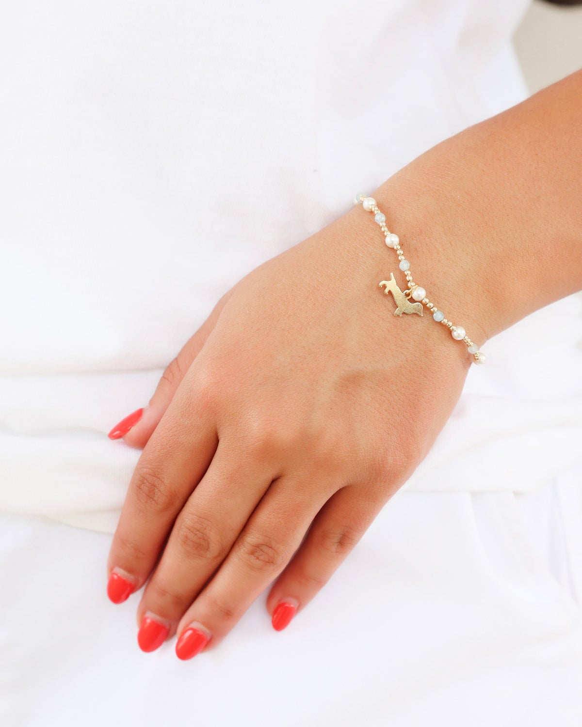 Enewton Pearl Sincerity Bud Charm Bracelet - Aquamarine