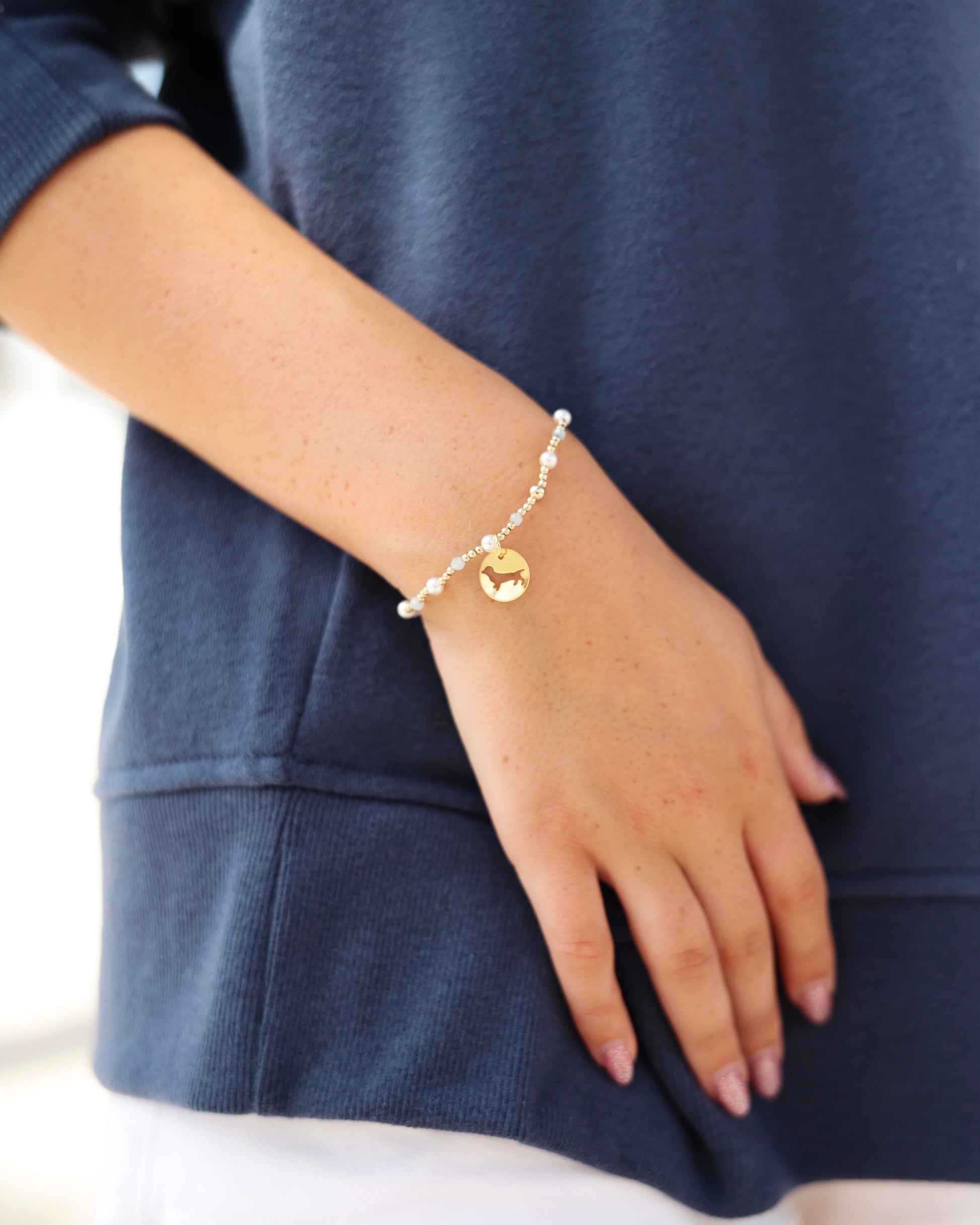 Enewton Pearl Sincerity Bud the Dachshund Disc Bracelet Aquamarine The Seaside Style 30A Seaside Florida